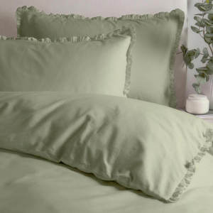 Wylder Tily Ruffle Sage Green Duvet Cover Set